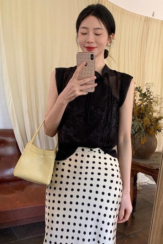 ELLA JADE 新中式盘扣上衣波点半裙套装 20288 商品图2