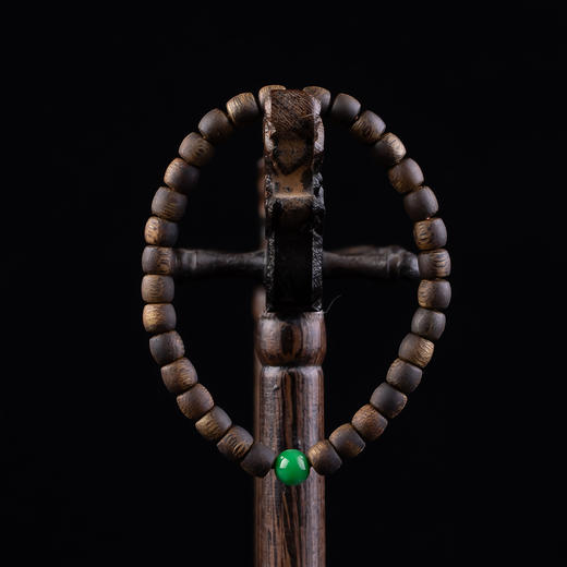 XY0366沉香+翡翠素雅款鼓珠手串 商品图8