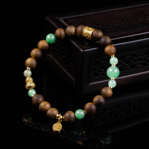 XY0370沉香+翡翠新中式平安多财手串 商品图2