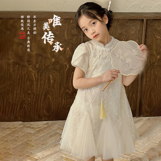 【麦乐拉 儿童套装集合】国风套装 新中式盘扣公主裙 鱼尾纱裙 商品图4