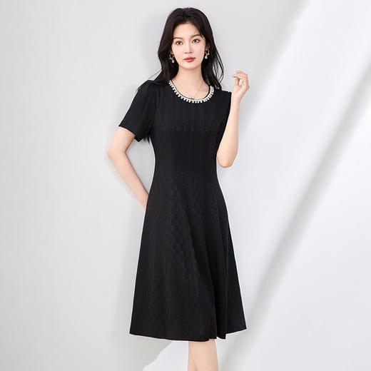 【高货wl】全新升级【铂金会员358/天猫479/差价121】(03747)洛诗琳重工钉珠提花连衣裙2025夏季收腰显瘦气质中长裙 商品图1