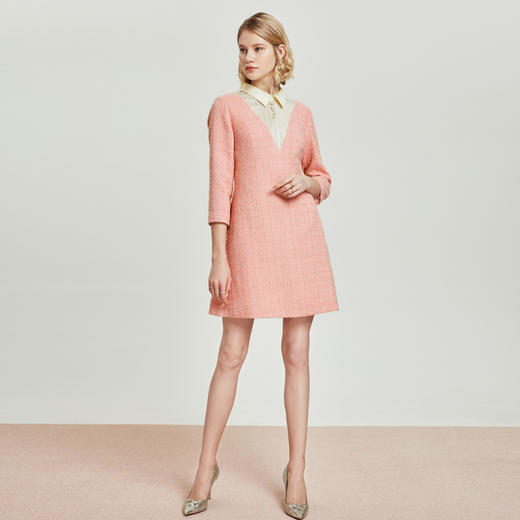 1C695051308236 奥丽嘉朵OBBLIGATO奥丽嘉朵新款V领手工钉珍珠钻扣连衣裙1C69505130 商品图3