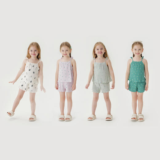 马克珍妮夏装新款 女童甜美爱心夏日罗纹吊带套装 240759/551055 商品图1