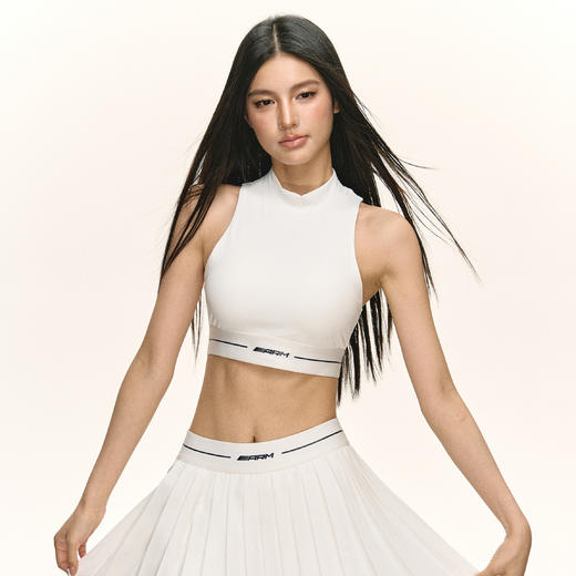 Ariseism  美式复古白色背心百褶半身裙短裙女夏套装两件套 商品图4