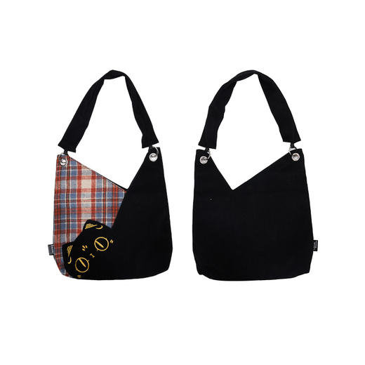 大英博物馆 巴斯特系列 格纹拼接单肩包 红蓝格 商品图4