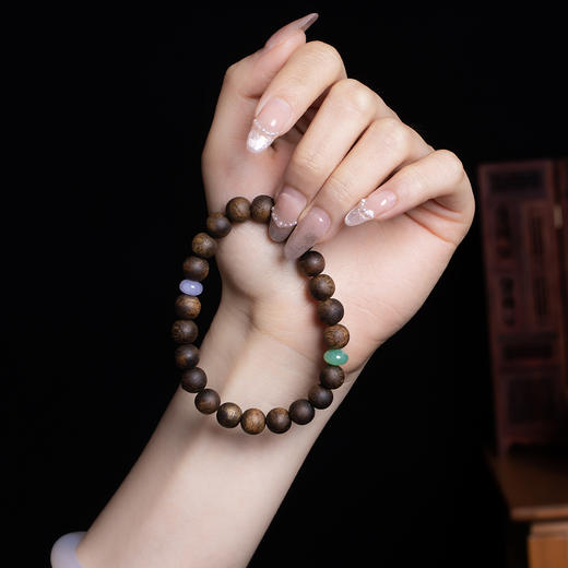 XY0363沉香+翡翠简约款手串 商品图6