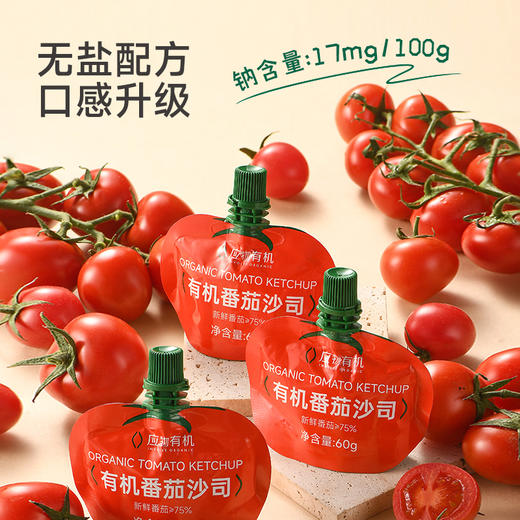 【宝宝爱吃】应物有机番茄酱沙司 儿童家用挤压袋小包装西红柿酱60g*3袋 商品图3
