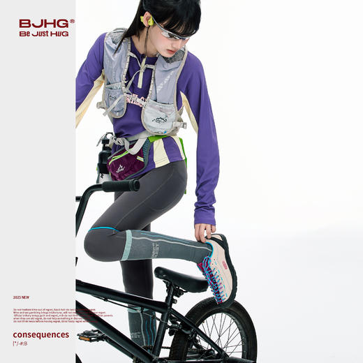 BJHG不计后果 户外骑行新款长袖t恤女款夏撞色弹力冰丝情侣运动服 商品图2