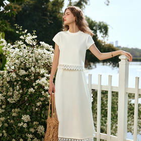 OLrain欧芮儿白色法式度假时尚套装女夏季2025新款修身显瘦两件套