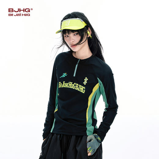 BJHG不计后果 户外骑行新款长袖t恤女款夏撞色弹力冰丝情侣运动服 商品图1