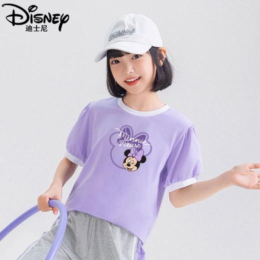 H58迪士尼女童短袖夏季薄款2025新款洋气儿童泡泡袖女大童打底衫 商品图3
