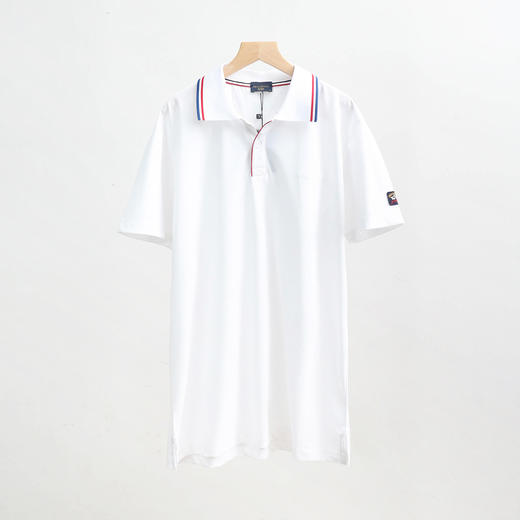 鲨鱼 撞色领字母刺绣小方标 珠地网眼棉短袖POLO衫 特惠 PSS173 商品图3