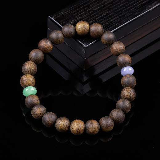 XY0363沉香+翡翠简约款手串 商品图0