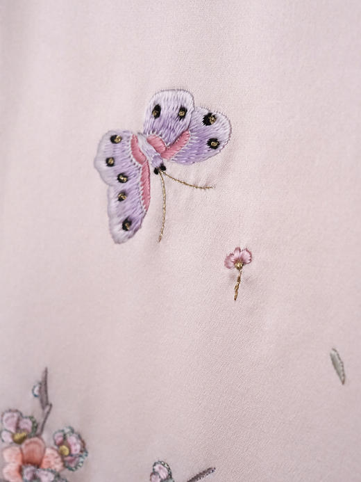 盛唐牡丹大师系列| 重工蹁跹蝶翼斜襟马甲-藕色 商品图3