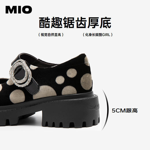 MIO米奥玛丽珍鞋时尚波点魔术贴厚底增高5cm单鞋女M254552104 商品图4