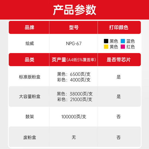 绘威适用佳能NPG-67粉盒 C3020墨粉 C3222l C3226 NPG67粉盒 C3120L硒鼓 C3125墨盒 C3320 C3130L 3520墨粉盒 商品图2