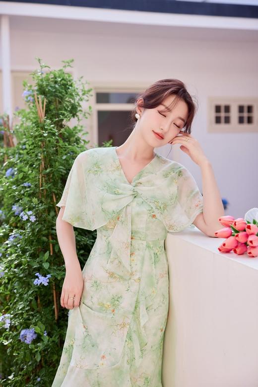 Le Malene 浪漫绿色花朵印花连衣裙 20258 商品图1