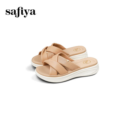Safiya/索菲娅2025露趾羊皮厚底休闲外穿百搭轻便一脚蹬凉拖鞋SFD2110409 商品图9