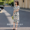【专属特价】熙世界艺术感涂鸦格子印花连衣裙女夏新款气质度假风系带显瘦裙子 商品缩略图4