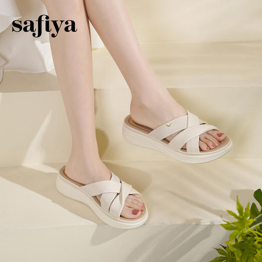 Safiya/索菲娅2025露趾羊皮厚底休闲外穿百搭轻便一脚蹬凉拖鞋SFD2110409 商品图1