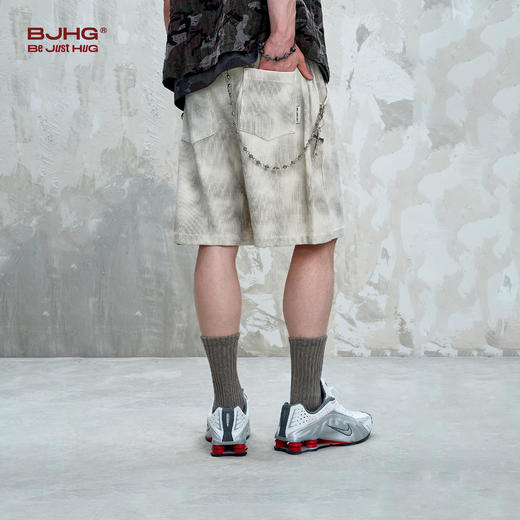 BJHG不计后果做旧灯芯绒短裤男款夏季新款宽松美式简约印花五分裤 商品图3