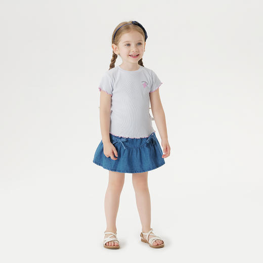 马克珍妮女童甜美蝴蝶结牛仔裙裤 宝宝短裙半身裙夏装新款550860 商品图1