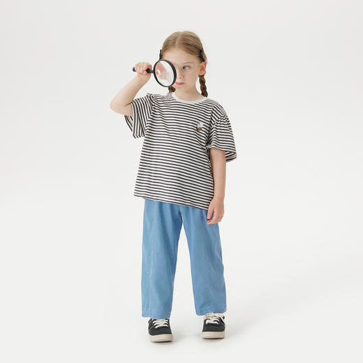 马克珍妮女童可爱女孩条纹短袖T恤 儿童上衣2025年夏装新款550688 商品图2