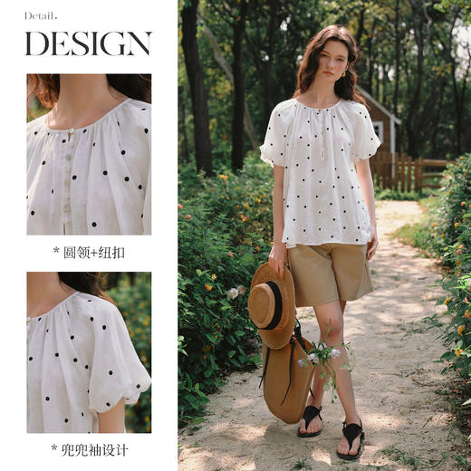OLrain欧芮儿波点法式度假衬衫女夏季2025新款宽松慵懒休闲上衣 商品图1