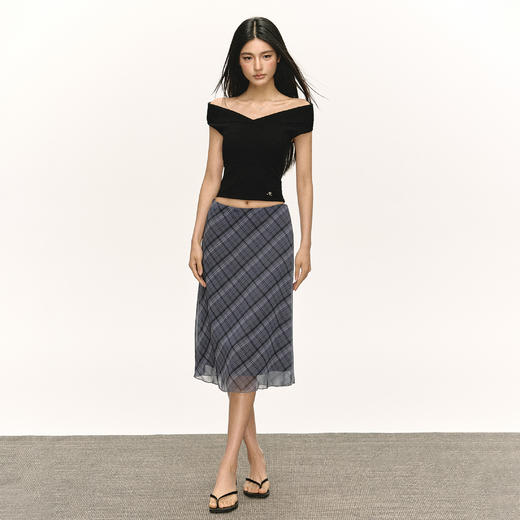 Ariseism  美式复古灰色格纹半身裙女夏季新款修身包臀裙子 商品图3