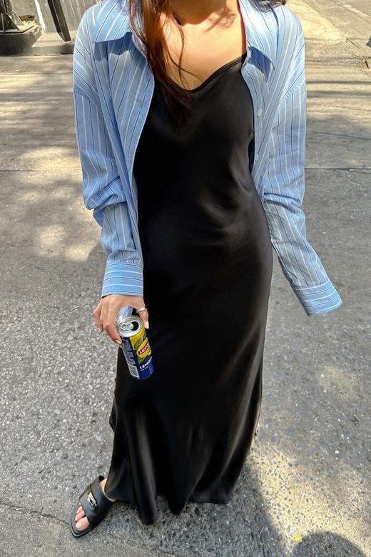 HAYES 黑色光泽感百搭吊带连衣裙 20224 商品图1