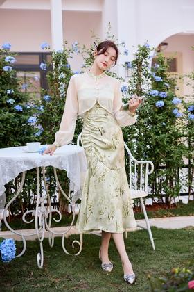Le Malene 新中式国风开衫吊带印花裙套装 20281