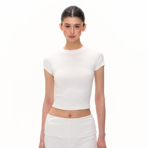 Ariseism 美式复古纯色基础插肩袖短款短袖T恤女夏季新款修身上衣 商品图4