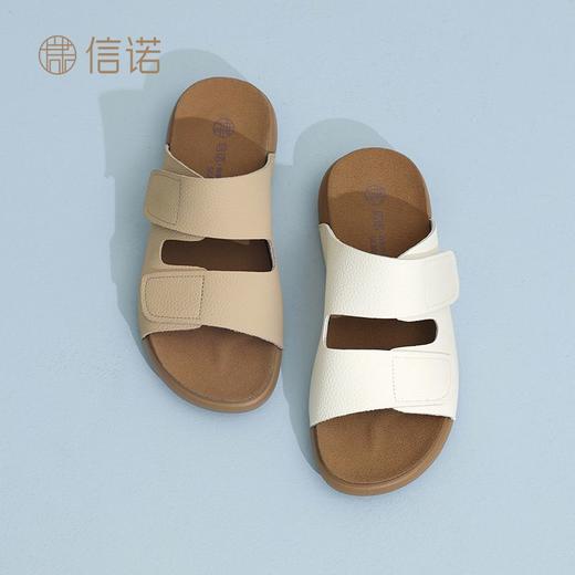 信诺真皮平底勃肯拖鞋女2025夏季新款女鞋半拖凉鞋外穿轻便沙滩鞋5L267-1 商品图8