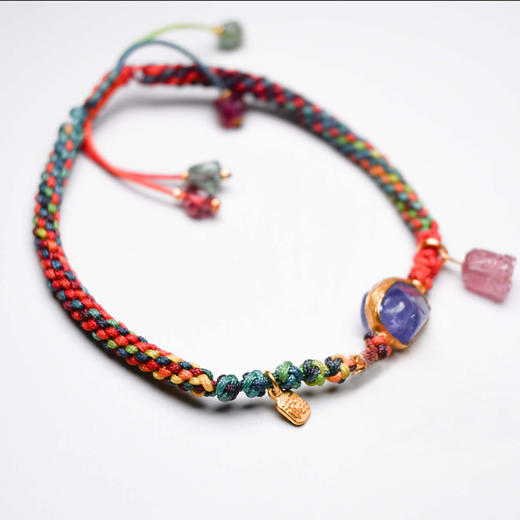 五福瑞彩编织足金坦桑碧玺手环（手围4.5-5.5cm） 商品图0