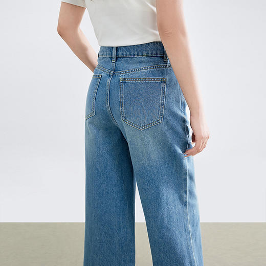 熙世界浅蓝窄版阔腿牛仔裤夏季薄款百搭显高显瘦宽松直筒长裤子 商品图4