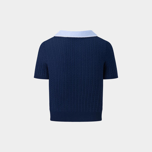 HERLIAN 2025夏季新品女士领口系带蝴蝶结拼色设计针织衫 商品图2