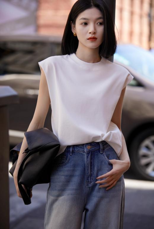 白露同款纯棉280g重磅宽松无袖T恤背心女夏季休闲百搭透气 商品图0