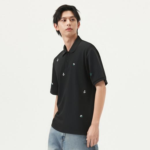 gxg.jeans男装 多色满身刺绣休闲时尚通勤翻领短袖polo衫25夏热卖 商品图2