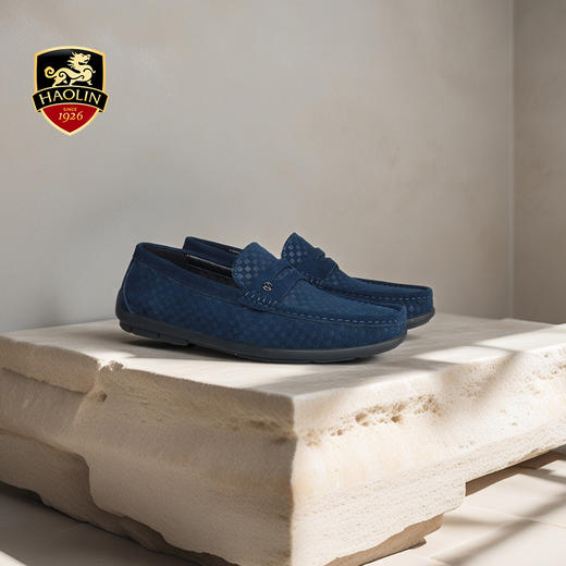 豪麟名鞋迪嘉男鞋商务鞋牛反绒面革DJWTA51MS002蓝色 商品图1