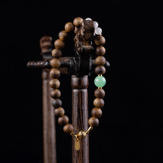 XY0368沉香+翡翠招财纳福手串 商品图3