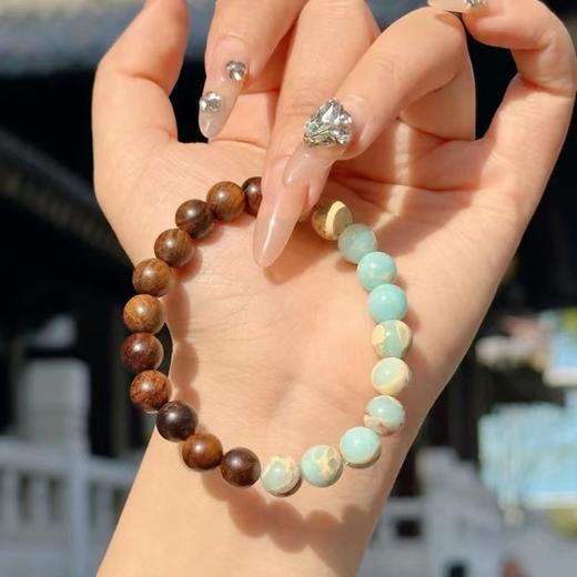 灵隐文创【半山半水】黑花梨 寿山石单圈 新中式手串 商品图1