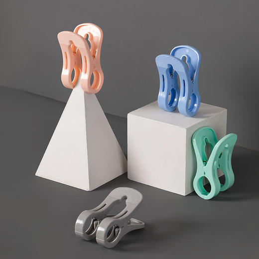 茶花 衣架夹子 塑料大被夹 固定夹 夹衣服晒被子床单防风夹子大 8只装*4 商品图5