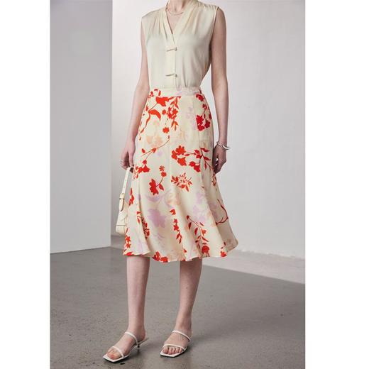 全新升级【铂金会员330/天猫439/差价109】(34101)洛诗琳真丝半身裙女2025春夏新款双绉印花鱼尾桑蚕丝裙子 商品图0