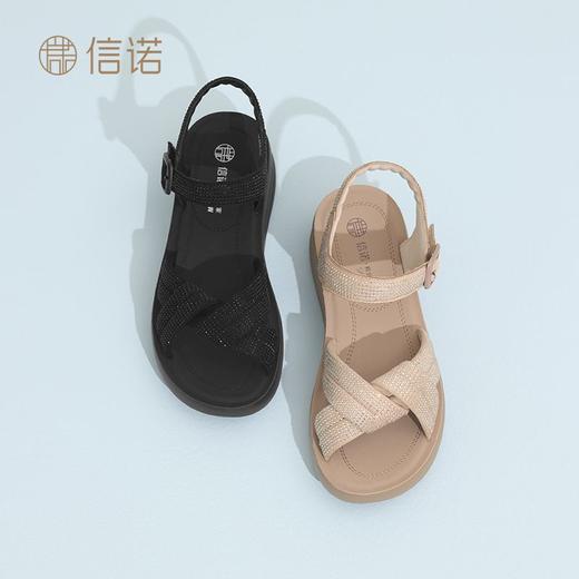 信诺舒适软底女鞋子厚底运动凉鞋女夏季新款罗马风凉鞋轻便妈妈鞋5L950-56 商品图3