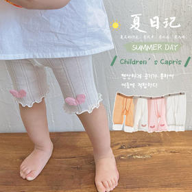 【夏日清凉必备，新款女童打底裤！】女童打底裤夏季薄款 丝光棉儿童防蚊裤 网眼蕾丝边婴儿七分裤袜-QQ