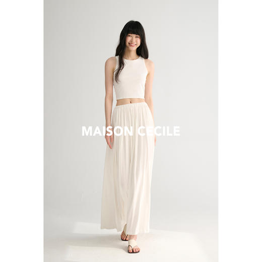 MAISON CECILE三色/夏季轻薄垂感透气褶皱肌理慵懒松紧腰半身长裙 商品图4