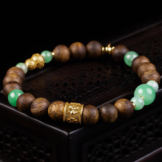 XY0370沉香+翡翠新中式平安多财手串 商品图8