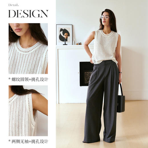 OLrain欧芮儿白色圆领亮片套头针织衫女夏季2025新款别致独特上衣 商品图1