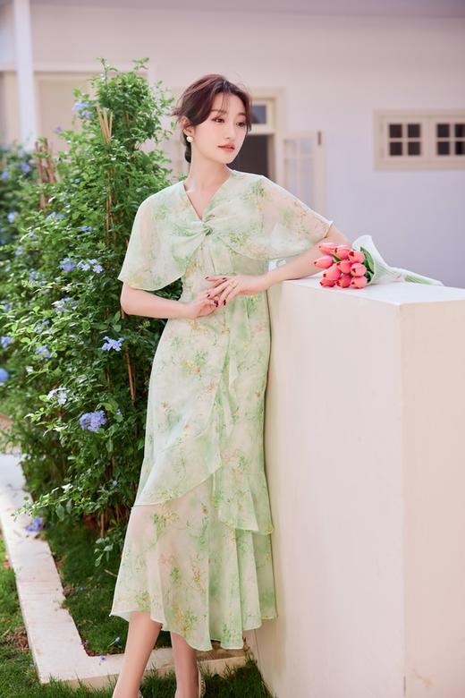 Le Malene 浪漫绿色花朵印花连衣裙 20258 商品图4