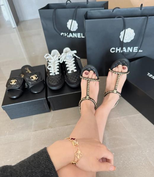 香奶奶新款链条小羊皮方跟凉鞋 商品图2